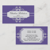 ヴィンテージの紫色の白の渦巻 名刺 (正面/裏面)