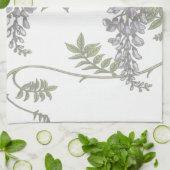 ヴィンテージの紫色の藤の緑はつる植物を残します キッチンタオル (折り畳み)