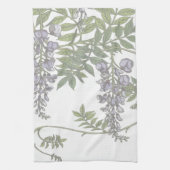 ヴィンテージの紫色の藤の緑はつる植物を残します キッチンタオル (縦)