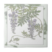 ヴィンテージの紫色の藤の緑はつる植物を残します タイル (正面)