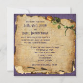 ヴィンテージの紫色の金ゴールドフレームの写真の結婚式の招待 招待状 (裏面)