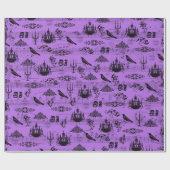 ヴィンテージの紫色ハロウィン ラッピングペーパー (フラット)
