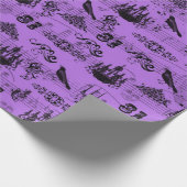 ヴィンテージの紫色ハロウィン ラッピングペーパー (角)