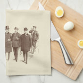 ヴィンテージの紳士の19世紀の人のファッションのブラウンベージュ色 キッチンタオル (四つ折り)