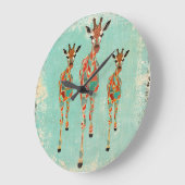 ヴィンテージの紺碧及びこはく色のキリンの時計 ラージ壁時計 (傾斜)