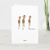 ヴィンテージの紺碧及びこはく色のキリンの青いクリスマスカード シーズンカード (裏面)