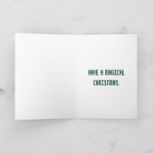 ヴィンテージの紺碧及びこはく色のキリンの青いクリスマスカード シーズンカード (内部)