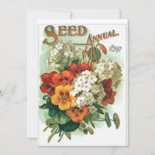 ヴィンテージの組み合わせ花のシードパケット 招待状 (正面)