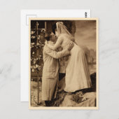 ヴィンテージの結婚カップルのキスをする写真 ポストカード (正面/裏面)