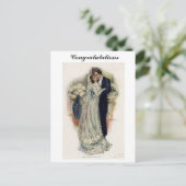 ヴィンテージの結婚式のベルの花嫁と花婿 ポストカード (スタンド正面)