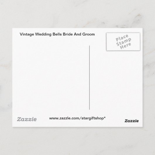 ヴィンテージの結婚式のベルの花嫁と花婿 ポストカード (裏面)