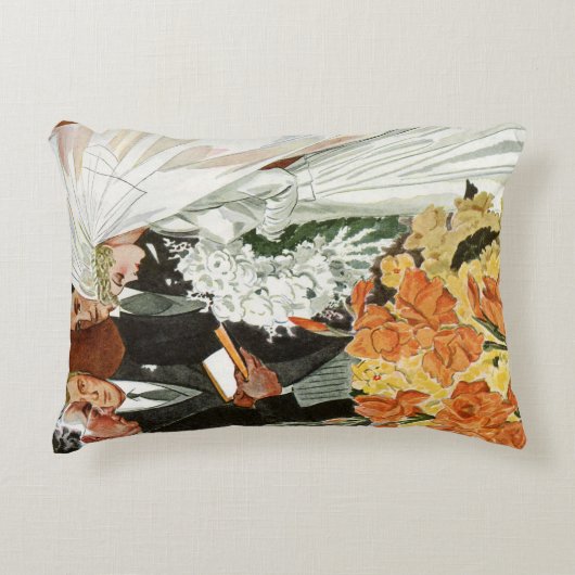 ヴィンテージの結婚式の儀式と花嫁と花婿 アクセントクッション (正面)