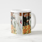 ヴィンテージの結婚式の儀式と花嫁と花婿 ジャンボコーヒーマグカップ (正面右)