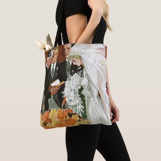 ヴィンテージの結婚式の儀式と花嫁と花婿 トートバッグ (クローズアップ)