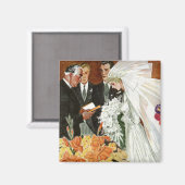 ヴィンテージの結婚式の儀式と花嫁と花婿 マグネット (正面/裏面)