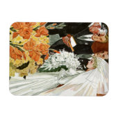 ヴィンテージの結婚式の儀式と花嫁と花婿 マグネット (横)