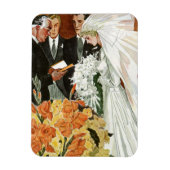 ヴィンテージの結婚式の儀式と花嫁と花婿 マグネット (縦)