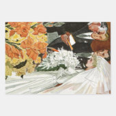 ヴィンテージの結婚式の儀式と花嫁と花婿 ラッピングペーパーシート (正面3)