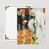 ヴィンテージの結婚式の儀式と花嫁と花婿 招待状 (正面/裏面)