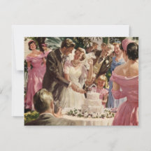 ヴィンテージの結婚式の新郎新婦ケーキを切る