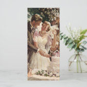 ヴィンテージの結婚式の新郎新婦ケーキを切る (スタンド正面)