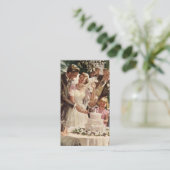 ヴィンテージの結婚式の新郎新婦ケーキを切る エンクロージャーカード (スタンド正面)