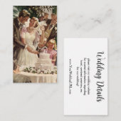 ヴィンテージの結婚式の新郎新婦ケーキを切る エンクロージャーカード (正面/裏面)