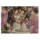 ヴィンテージの結婚式の新郎新婦ケーキを切る カッティングボード (正面)