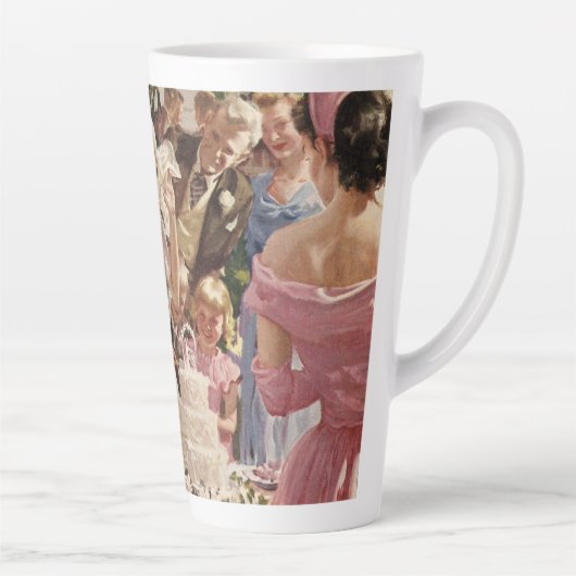 ヴィンテージの結婚式の新郎新婦ケーキを切る カフェラテマグ (右)