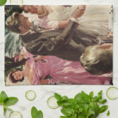 ヴィンテージの結婚式の新郎新婦ケーキを切る キッチンタオル (折り畳み)