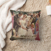 ヴィンテージの結婚式の新郎新婦ケーキを切る クッション (ブランケット)