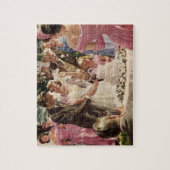 ヴィンテージの結婚式の新郎新婦ケーキを切る ジグソーパズル (縦)