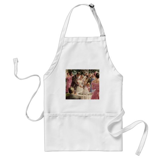 ヴィンテージの結婚式の新郎新婦ケーキを切る スタンダードエプロン (正面)