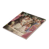 ヴィンテージの結婚式の新郎新婦ケーキを切る タイル (側面)