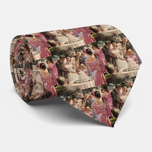 ヴィンテージの結婚式の新郎新婦ケーキを切る ネクタイ (ロール)