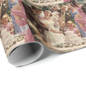 ヴィンテージの結婚式の新郎新婦ケーキを切る ラッピングペーパー (ロールコーナー)