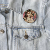 ヴィンテージの結婚式の新郎新婦ケーキを切る 缶バッジ (インサイチュ)