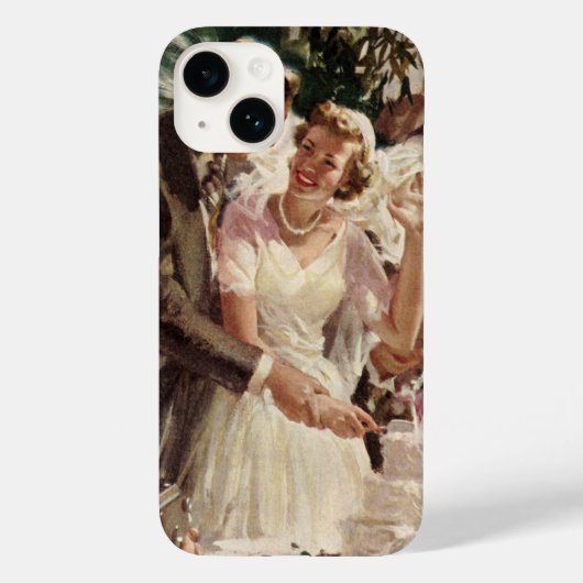 ヴィンテージの結婚式の新郎新婦ケーキを切る Case-Mate iPhoneケース (裏面)