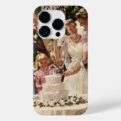ヴィンテージの結婚式の新郎新婦ケーキを切る Case-Mate iPhoneケース (裏面)