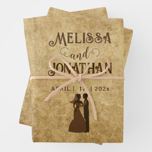 ヴィンテージの結婚式の新郎新婦 ラッピングペーパーシート (インサイチュ)