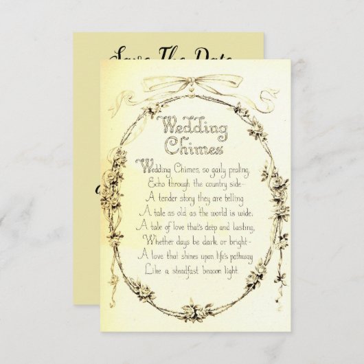 ヴィンテージの結婚式の詩、結婚式の日付を保存 (正面/裏面)