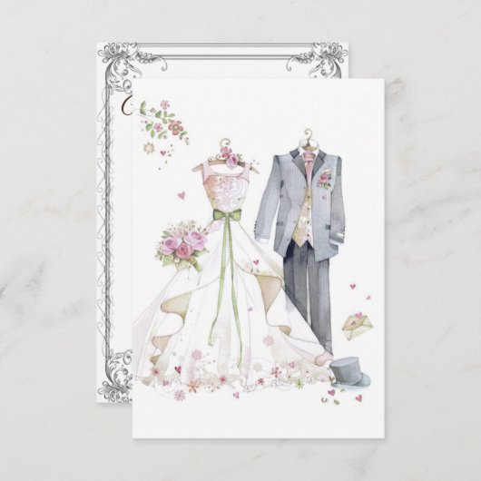 ヴィンテージの結婚式招待状カード サンキューカード (正面/裏面)