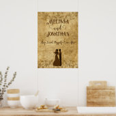 ヴィンテージの結婚式新郎新婦の後に幸せに ポスター (キッチン)