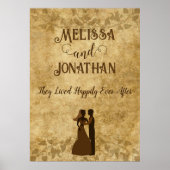 ヴィンテージの結婚式新郎新婦の後に幸せに ポスター (正面)