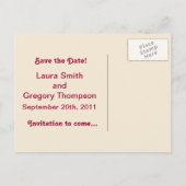 ヴィンテージの結婚式猫が日付はがきを保存 案内ポストカード (裏面)