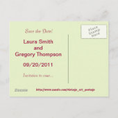 ヴィンテージの結婚式猫が日付はがきを保存 案内ポストカード (裏面)