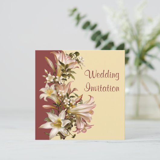 ヴィンテージの結婚式誓約の更新の正方形の招待状 招待状 (スタンド正面)