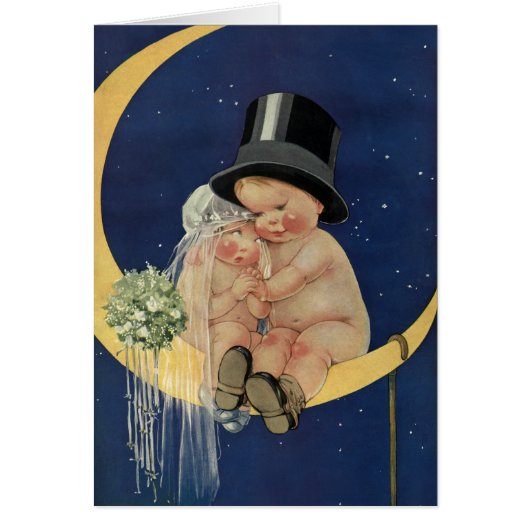 ヴィンテージの結婚式、かわいい新郎新婦の月 (正面)