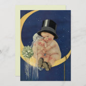 ヴィンテージの結婚式、かわいい新郎新婦の月 (正面/裏面)