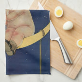 ヴィンテージの結婚式、かわいい新郎新婦の月 キッチンタオル (四つ折り)